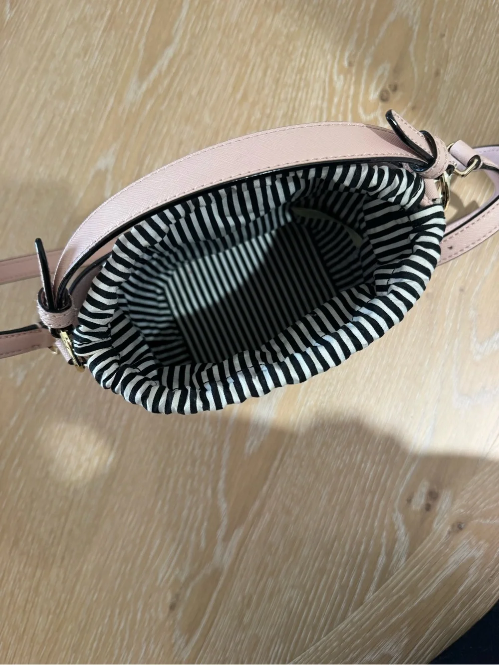 kate spade Blush Pink Leather Bucket Crossbody Bag with Gold Hardware